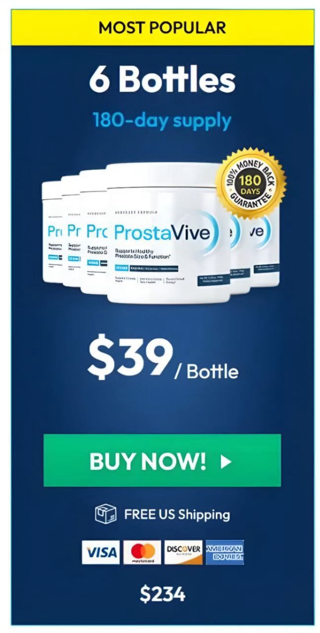 prostavive 6 bottles offer $39 per bottle prostate health supplement